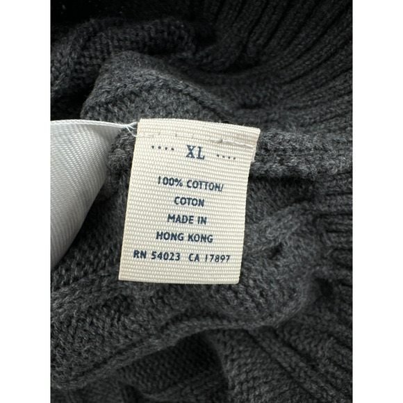 Vintage Old Navy Sweater Mens XL Grey Cable Knit Crew Neck Hong Kong Grandpa - Picture 4 of 8